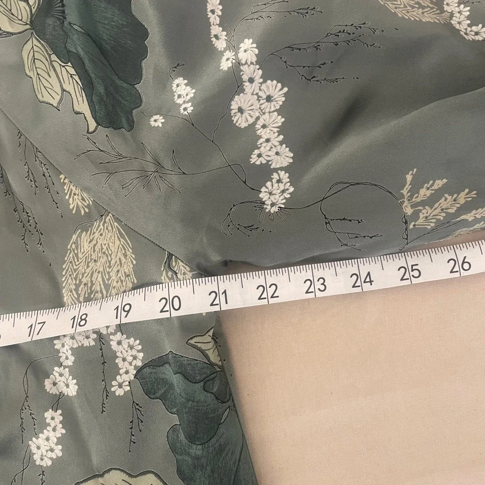 Rituals Satin Floral Bomber Jacket XL Sage Green Art -to- Wear Art Teacher